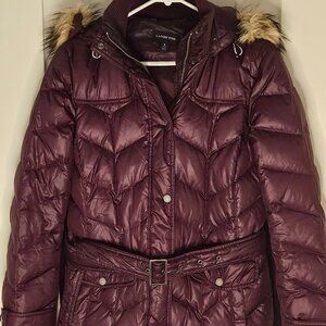 Lands' End Women's Size Small Cire Down Parka with faux fur-trim hood